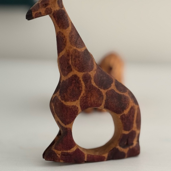 African Hand Carved Artisan Wooden Napkin Rings (6) - Picture 5 of 9